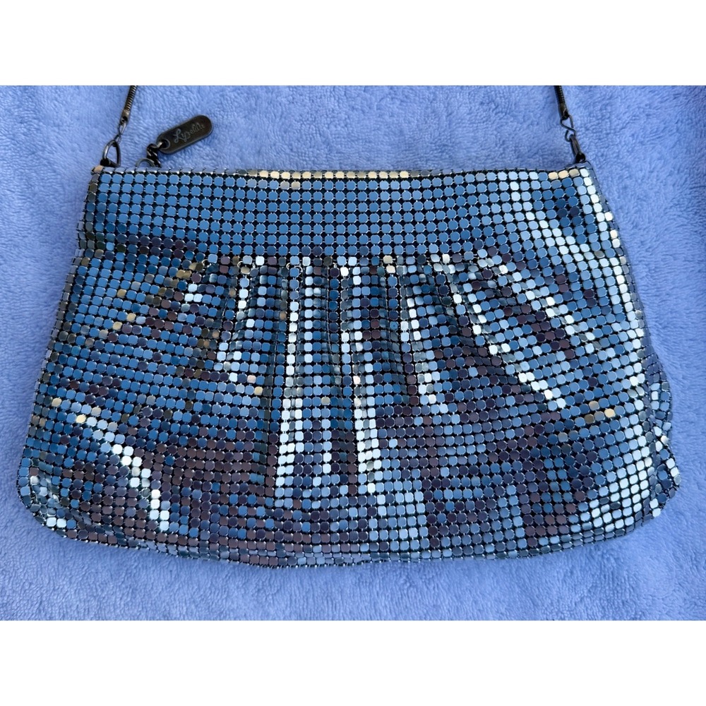 Lyrella‎ Vintage Silver Chainmail Mesh Evening Bag Crossbody Snake Chain Strap